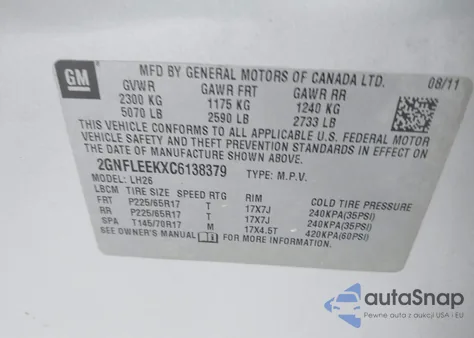 2012 Chevrolet Equinox 1Lt from USA, damaged, VIN 2GNFLEEKXC6138379